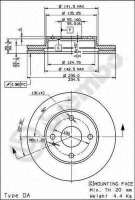 BREMBO 09558134 Тормозной диск