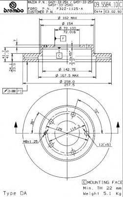 BREMBO 09558414 Тормозной диск