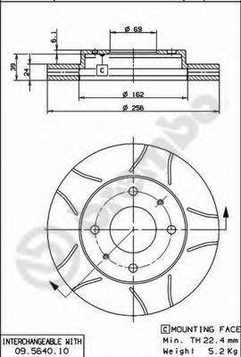 BREMBO 09564075 Тормозной диск