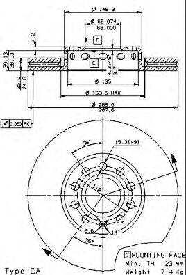 BREMBO 09574521 Тормозной диск