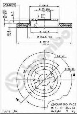 BREMBO 09587011 Тормозной диск