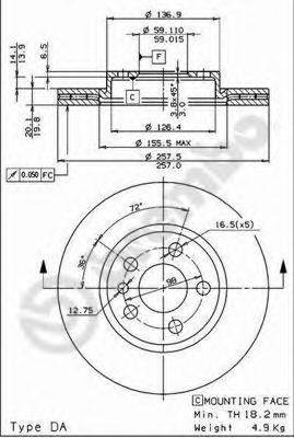 BREMBO 09587034 Тормозной диск