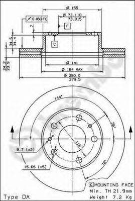 BREMBO 09590414 Тормозной диск