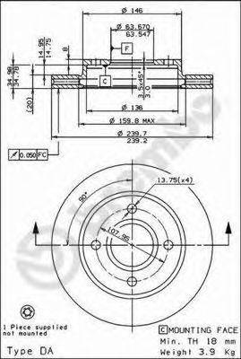 BREMBO 09672734 Тормозной диск