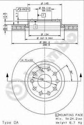 BREMBO 09676714 Тормозной диск
