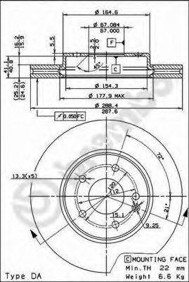 BREMBO 09684514 Тормозной диск