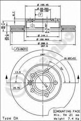 BREMBO 09693411 Тормозной диск