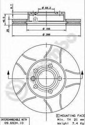 BREMBO 09693475 Тормозной диск