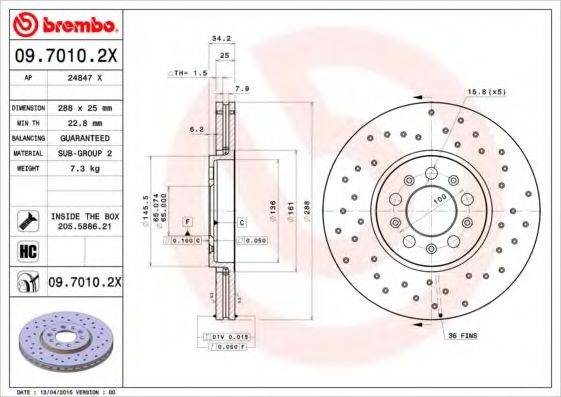 BREMBO 0970102X Тормозной диск