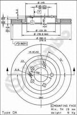 BREMBO 09701211 Тормозной диск