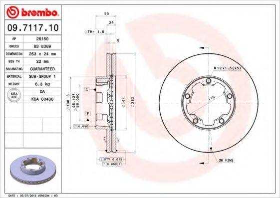 BREMBO 09711710 Тормозной диск