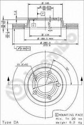 BREMBO 09719614 Тормозной диск