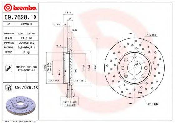 BREMBO 0976281X Тормозной диск