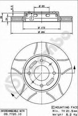 BREMBO 09772075 Тормозной диск