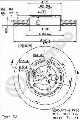 BREMBO 09813714 Тормозной диск