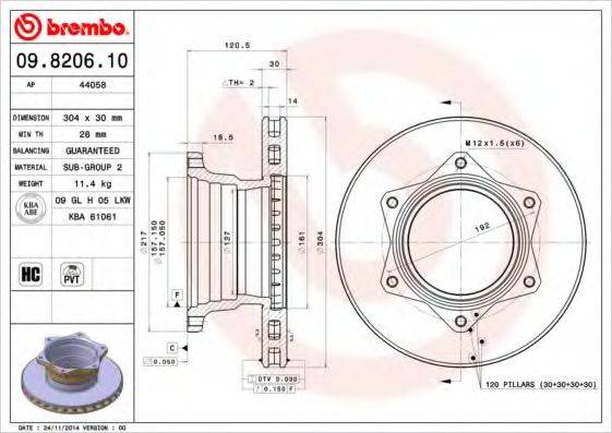 BREMBO 09820610 Тормозной диск