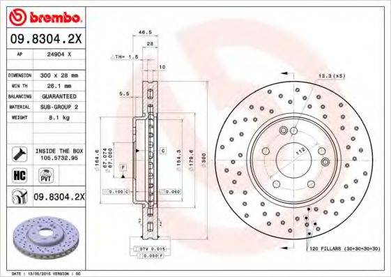 BREMBO 0983042X Тормозной диск