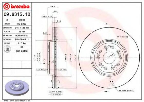 BREMBO 09831510 Тормозной диск