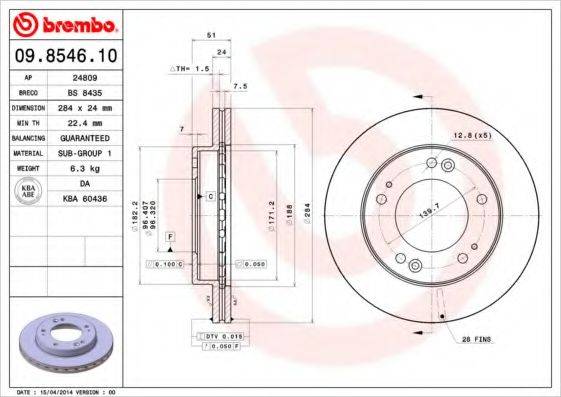 BREMBO 09854610 Тормозной диск