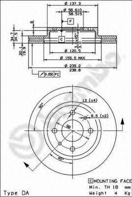 BREMBO 09889414 Тормозной диск