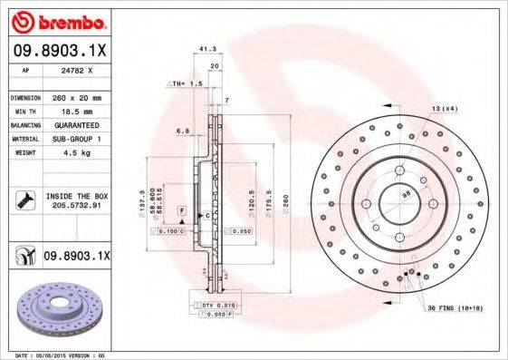 BREMBO 0989031X Тормозной диск