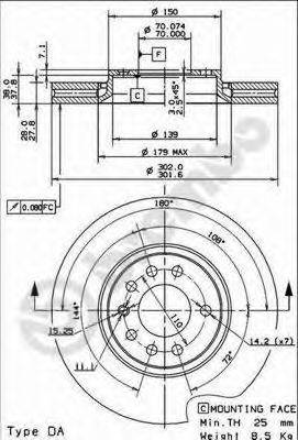 BREMBO 09916214 Тормозной диск