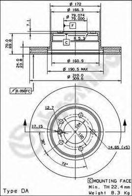 BREMBO 09917311 Тормозной диск