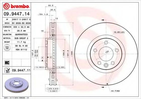 BREMBO 09944714 Тормозной диск