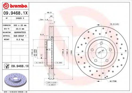 BREMBO 0994681X Тормозной диск