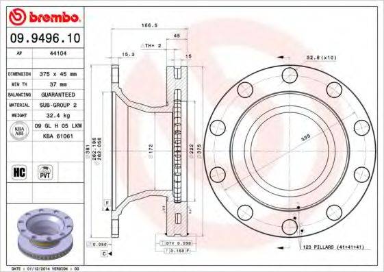 BREMBO 09949610 Тормозной диск