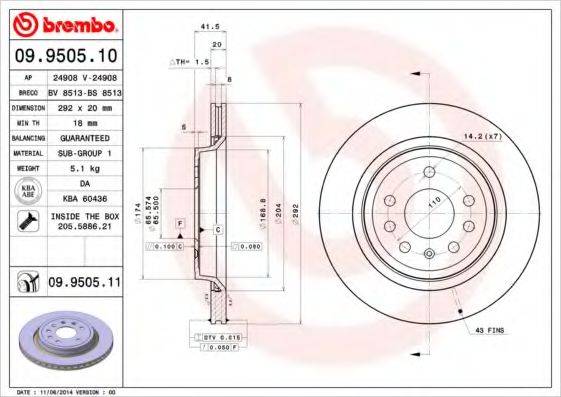 BREMBO 09950510 Тормозной диск