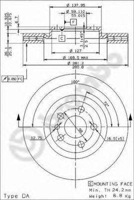 BREMBO 09960924 Тормозной диск