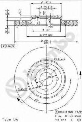 BREMBO 09962414 Тормозной диск