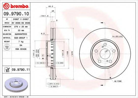 BREMBO 09979010 Тормозной диск