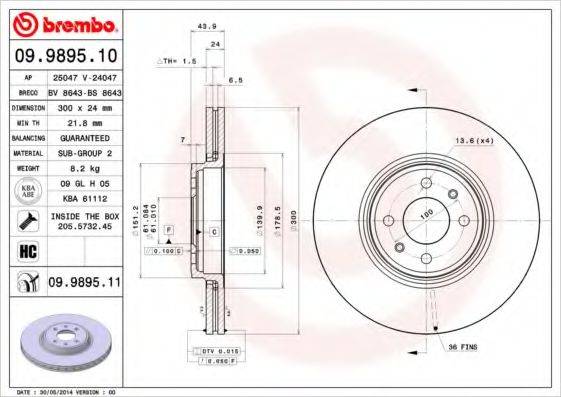 BREMBO 09989511 Тормозной диск