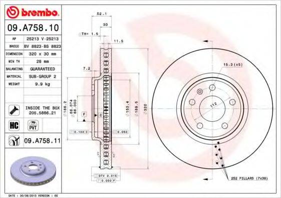 BREMBO 09A75810 Тормозной диск