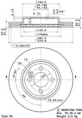 BREMBO 09A76110 Тормозной диск