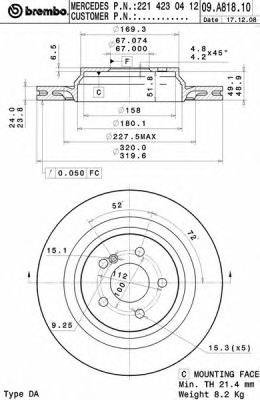 BREMBO 09A81810 Тормозной диск