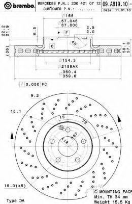 BREMBO 09A81911 Тормозной диск