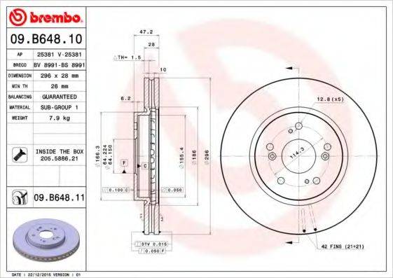 BREMBO 09B64810 Тормозной диск