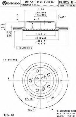 BREMBO 09R12211 Тормозной диск