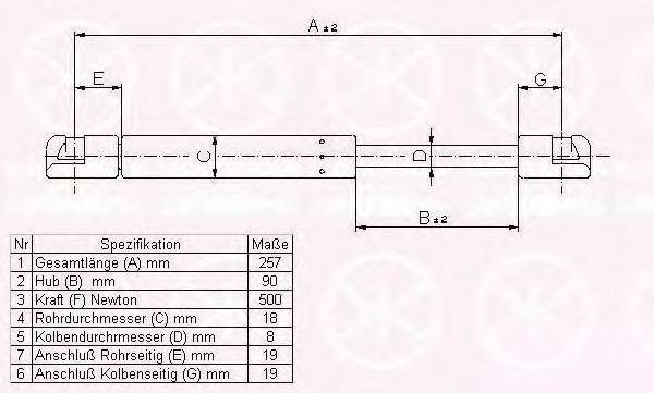 KLOKKERHOLM 25547100 Газовая пружина, крышка багажник