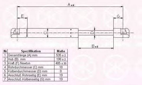 KLOKKERHOLM 25557100 Газовая пружина, крышка багажник