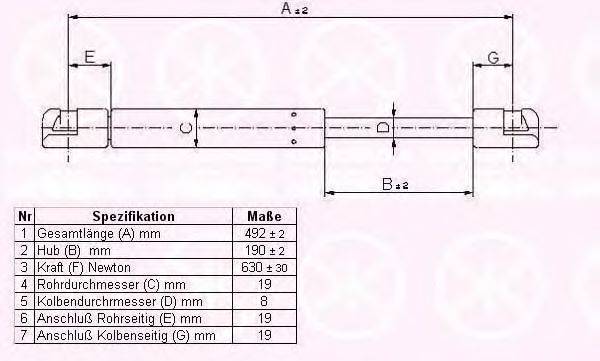 KLOKKERHOLM 55147120 Газовая пружина, крышка багажник