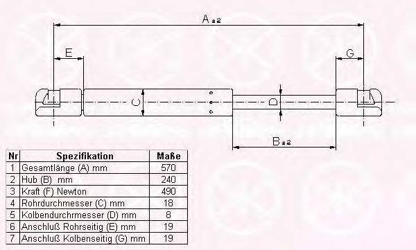 KLOKKERHOLM 37207100 Газовая пружина, крышка багажник