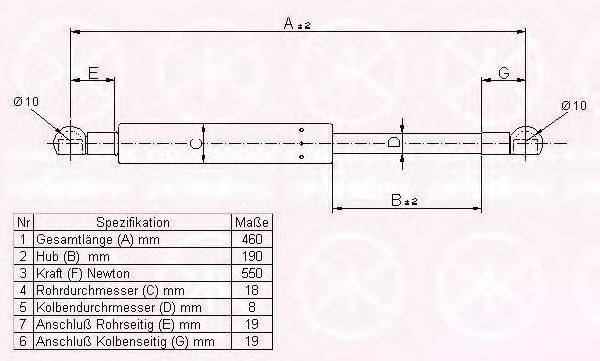 KLOKKERHOLM 35272800 Газовая пружина, капот