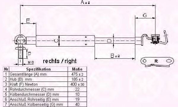 KLOKKERHOLM 81147102 Газовая пружина, крышка багажник