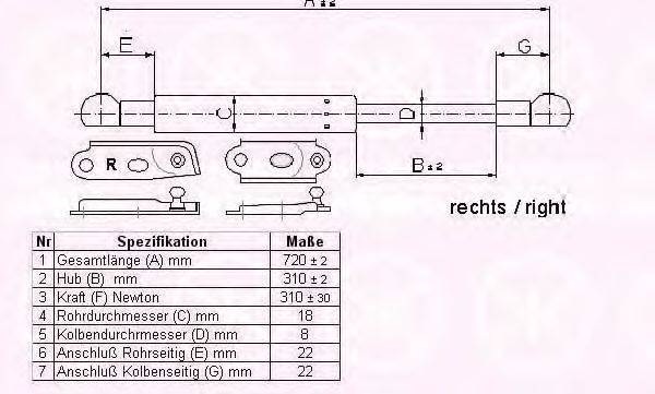 KLOKKERHOLM 81147122 Газовая пружина, крышка багажник