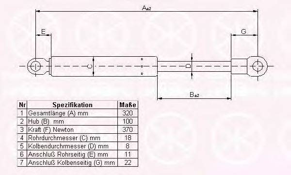 KLOKKERHOLM 57007100 Газовая пружина, крышка багажник