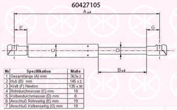 KLOKKERHOLM 60427105 Газовая пружина, заднее стекло